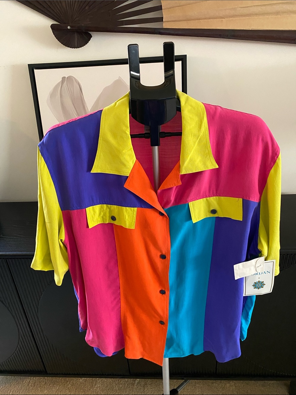 Vintage 90’s Jordan 100% Silk Multicolored Top